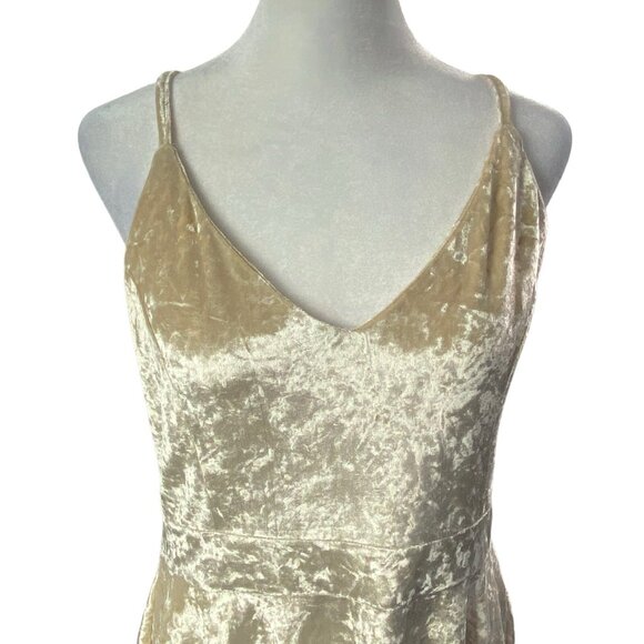NWT R VIVIMOS Women Velvet V Neck Mini Dress Sz XL Cream Straps Sexy Party 60-12 - Picture 7 of 16